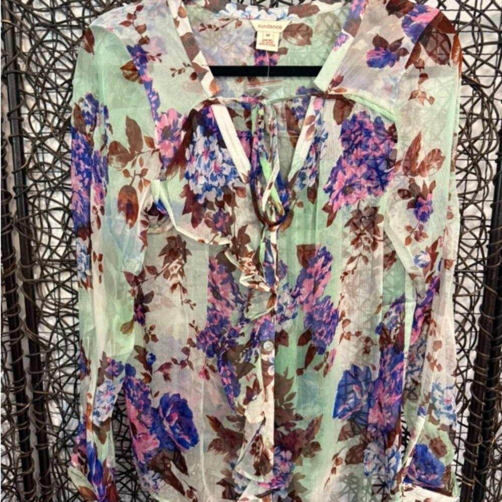 Sundance Anthropologie Vibes NWT M Silk Ruffle Blouse